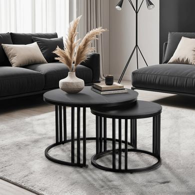 Комплект журнальных столов MEBEL ELITE JERRY Marmur 70*70 см Черный
