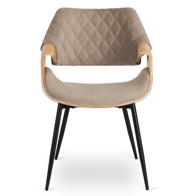 Стілець оксамитовий MEBEL ELITE DAKOTA велюр Бежевий / Золотий дуб