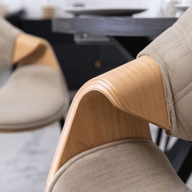 Стілець оксамитовий MEBEL ELITE DAKOTA велюр Бежевий / Золотий дуб