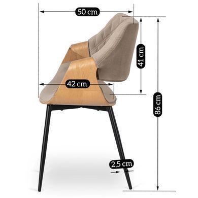 Стілець оксамитовий MEBEL ELITE DAKOTA велюр Бежевий / Золотий дуб