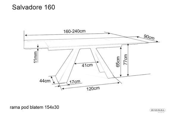 Стол Salvadore Ceramic 180(260)X90 см Черный Мат SIGNAL