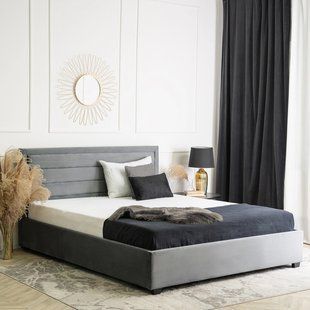 Ліжко MEBEL ELITE BLOOM Welur 160x200 см Сірий