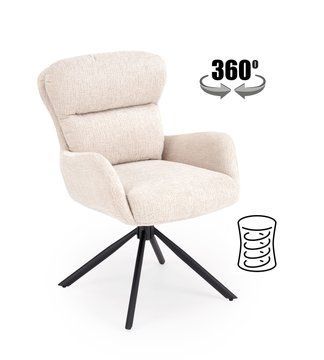 Крісло поворотне HALMAR K-593 світло-бежевий, тканина TRESOR 27