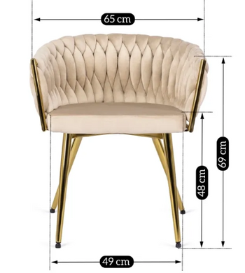 Стул бархатный MEBEL ELITE CAPRI Velvet Кремовый / Золотой