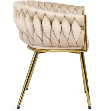 Стул бархатный MEBEL ELITE CAPRI Velvet Кремовый / Золотой