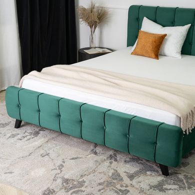 Ліжко двоспальне оксамитове MEBEL ELITE LINO Velvet 160x200 см Зелений