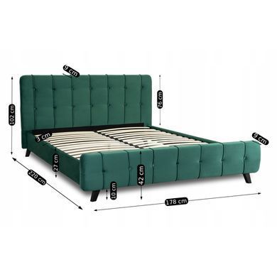 Ліжко двоспальне оксамитове MEBEL ELITE LINO Velvet 160x200 см Зелений