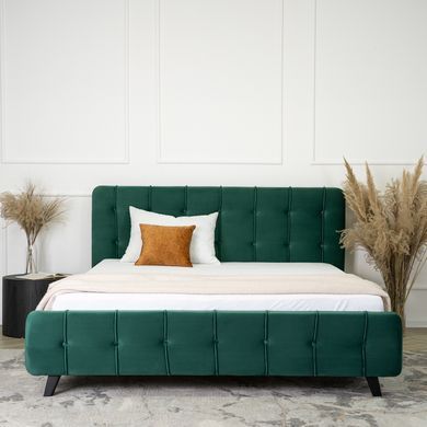 Ліжко двоспальне оксамитове MEBEL ELITE LINO Velvet 160x200 см Зелений