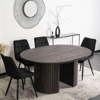 Стіл круглий розкладний MEBEL ELITE CHARLES 120-160х120 см Чорний