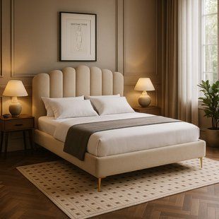 Кровать MEBEL ELITE GEMINI 160x200 см Boucle Бежевый