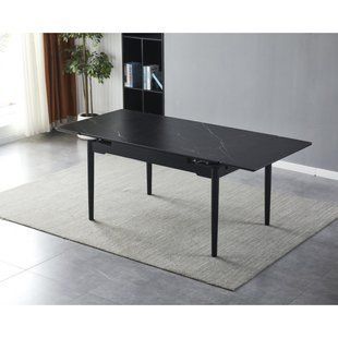 Стол INTARSIO BONN II CERAMIC 140(200)*90 черный мат/черный каркас