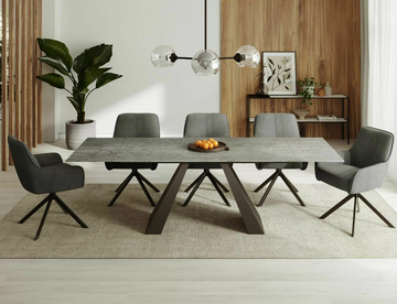 Стол Salvadore Ceramic PIETRA DI SAVOIA 160(240)X90 Светло Серый Мат / Черный Мат SIGNAL