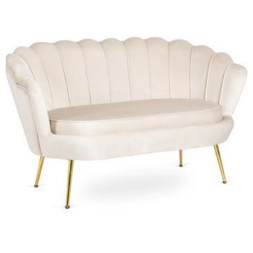 Диван MEBEL ELITE ZENDAYA Welur Кремовый