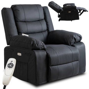 Кресло мягкое раскладное массажное с реклайнером MEBEL ELITE JASPER 2 Черный