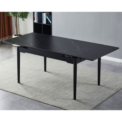 Стол INTARSIO BONN II CERAMIC 140(200)*90 черный мат/черный каркас