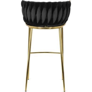Барний стілець оксамитовий MEBEL ELITE FLORES 2 Velvet чорний / золотий