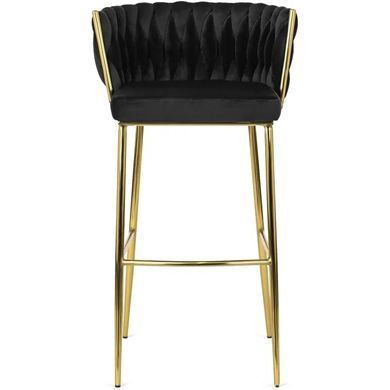 Барний стілець оксамитовий MEBEL ELITE FLORES 2 Velvet чорний / золотий