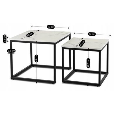 Комплект журнальных столов MEBEL ELITE ORI Marmur 50*50 см Белый