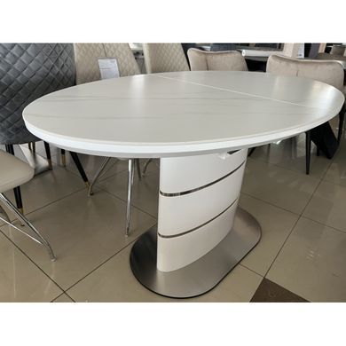 Стіл SANREMO CERAMIC 140(180)*80 білий ефект мармуру/білий глянець