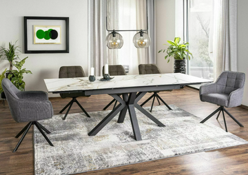 Стол обеденный Columbus Ceramic AMBER BIANCO 160(240)X90 см Белый Мат / Черный мат