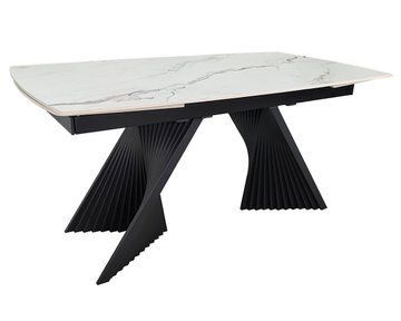 Стіл INTARSIO EDMUND CERAMIC 160(240)*90 Білий мат/Чорний