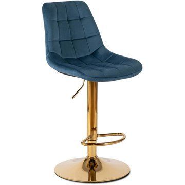 Барный стул бархатный MEBEL ELITE ARCOS Velvet синий/золотой