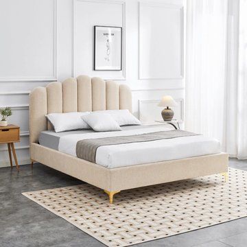 Кровать MEBEL ELITE GEMINI Welur 160x200 см Бежевый