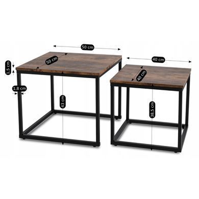 Комплект журнальних столів MEBEL ELITE RIS 50*50 см Дуб рустик