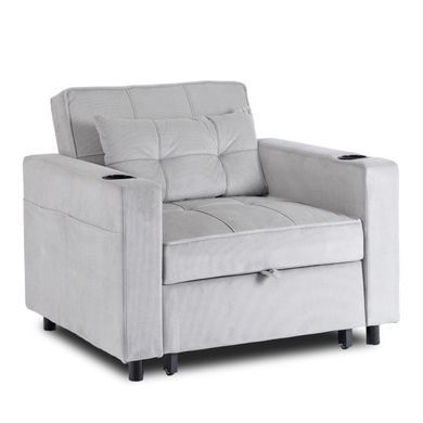 Крісло м'яке розкладне MEBEL ELITE SOLOR Velvet Сірий