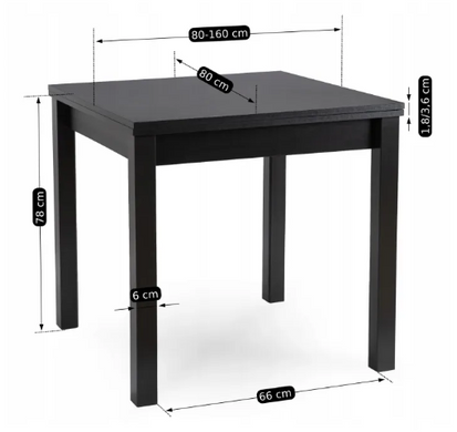Стол раскладной MEBEL ELITE MAX 80-160х80 см черный