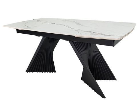 Стол INTARSIO EDMUND CERAMIC 160(240)*90 Белый мат/Черный