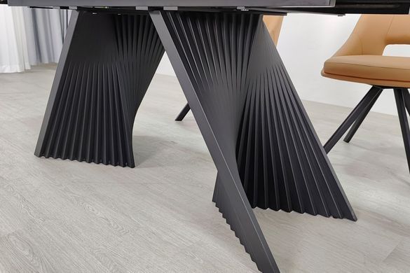 Стол INTARSIO EDMUND CERAMIC 160(240)*90 Белый мат/Черный