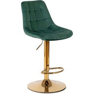 Барний стілець оксамитовий MEBEL ELITE ARCOS Velvet зелений / золотий