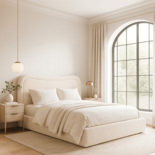 Ліжко MEBEL ELITE HAGA Boucle 160x200 см Кремовий
