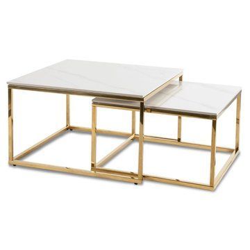 Комплект журнальных столов MEBEL ELITE TENOR Marmur 70*70 см Белый