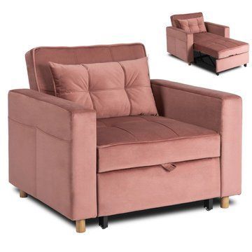 Кресло мягкое раскладное MEBEL ELITE SOLOR Welur Розовый