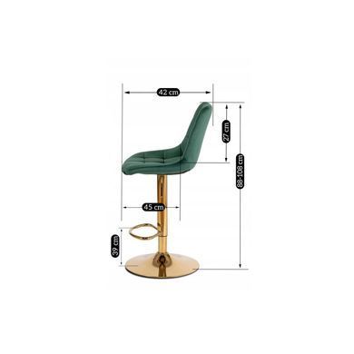 Барний стілець оксамитовий MEBEL ELITE ARCOS Velvet зелений / золотий