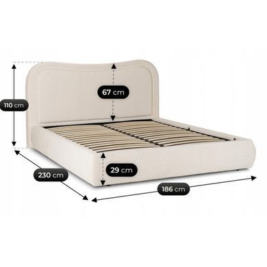 Кровать MEBEL ELITE HAGA Boucle 160x200 см Кремовая