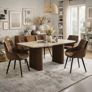Стіл MEBEL ELITE ARAMIS 180х90 Травертин/Горіх