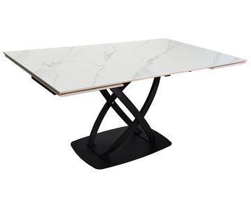 Стол INTARSIO HILDA CERAMIC 160(240)*90 Белый мат/Черный