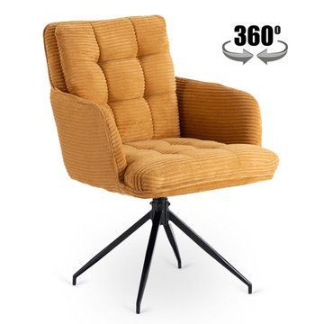 Обеденный стул поворотный MEBEL ELITE AKITA Velvet Горчичный