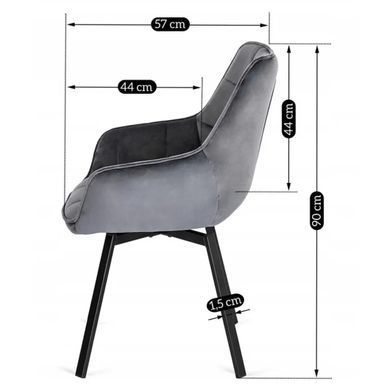 Стул поворотный бархатный MEBEL ELITE LUNA велюр Серый