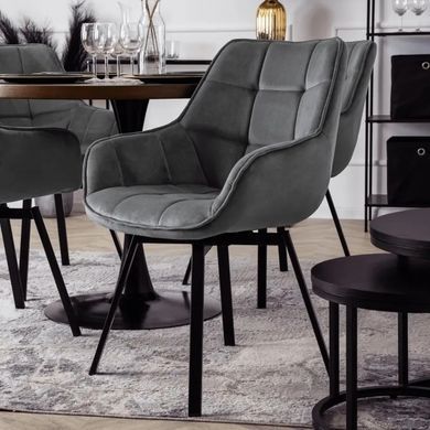 Стул поворотный бархатный MEBEL ELITE LUNA велюр Серый
