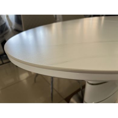 Стол SANREMO CERAMIC 160(200)*90 белый эффект мрамора/белый глянец