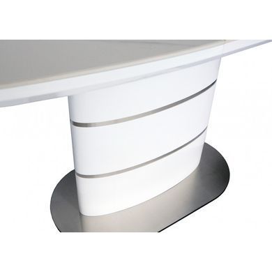 Стол SANREMO CERAMIC 160(200)*90 белый эффект мрамора/белый глянец
