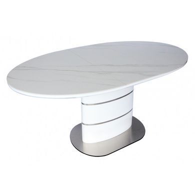 Стол SANREMO CERAMIC 160(200)*90 белый эффект мрамора/белый глянец
