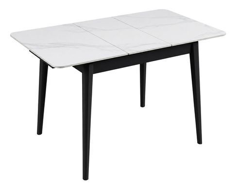Стол TALLINN CERAMIC 90(120)*70 белый/черный каркас