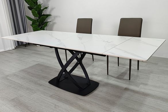 Стіл INTARSIO HILDA CERAMIC 160(240)*90 Білий мат/Чорний