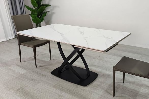 Стіл INTARSIO HILDA CERAMIC 160(240)*90 Білий мат/Чорний