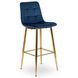 Барный стул бархатный MEBEL ELITE ARIEL Ecru Velvet Синий / Золотой